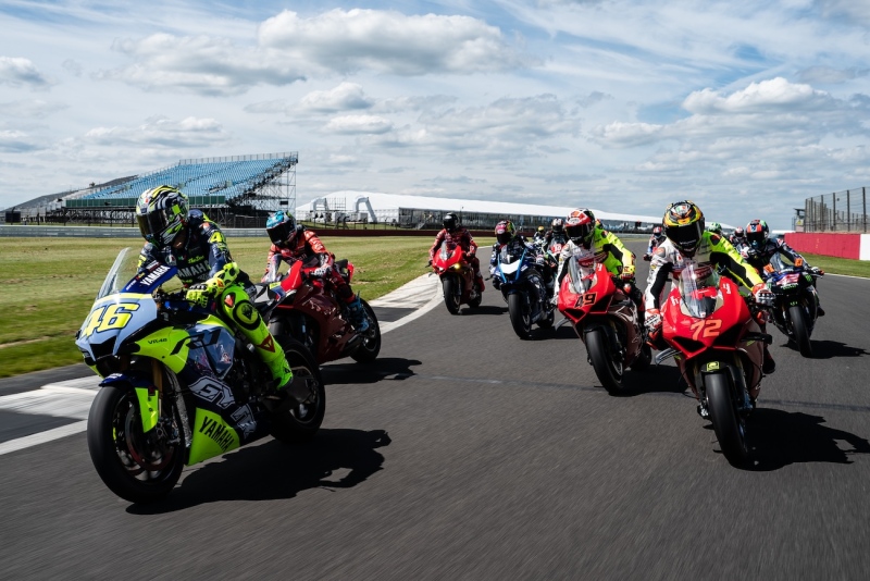 20. June 2024, Track Day Of Legends, Monster Energy, Silverstone, UK, Tracking Shot, Valentino Rossi, Marco Bezzecchi
