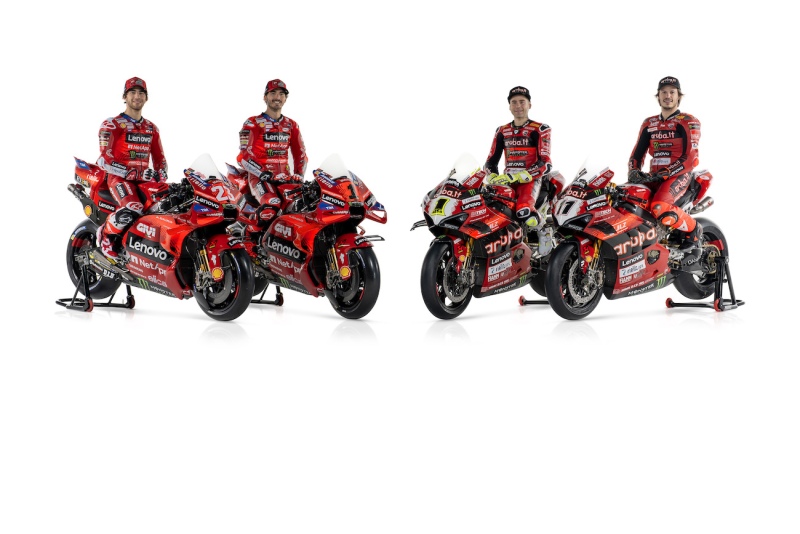 Pecco-Bagnaia-Enea-Bastianini-Alvaro-Bautista-Nicolo-Bulega-prezentacja-Ducati-MotoGP-WSBK-2024-3