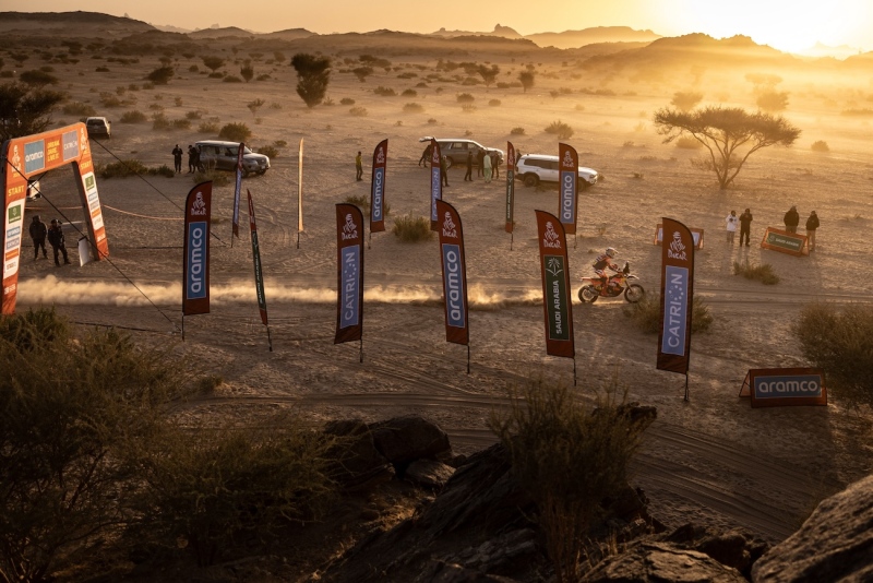 Kevin Benavides (ARG) for Red Bull KTM Factory Racing is seen at the stage 1 of Rally Dakar 2025 in Bisha, Saudi Arabia on January 04, 2025. // Kin Marcin / Red Bull Content Pool // SI202501040238 // Usage for editorial use only //