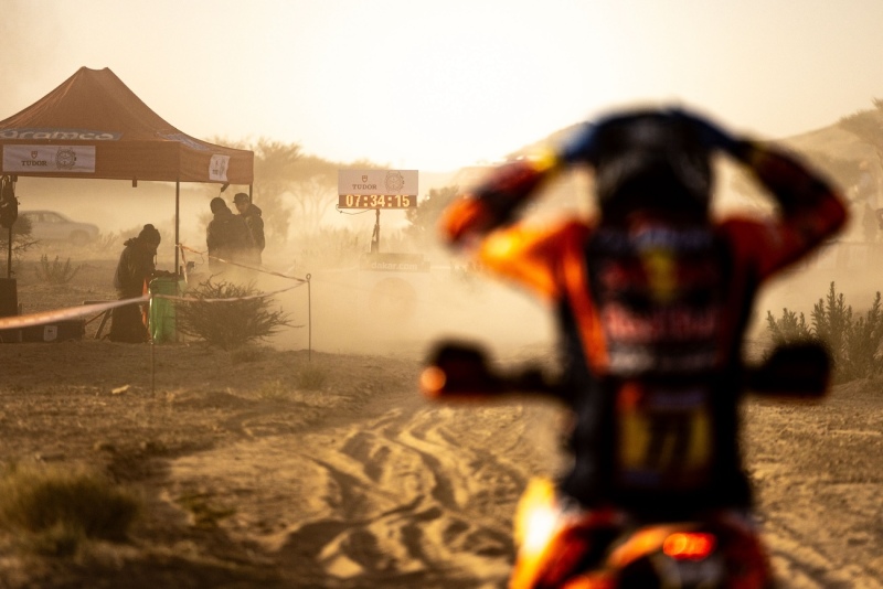 Kevin Benavides (ARG) for Red Bull KTM Factory Racing is seen at the stage 1 of Rally Dakar 2025 in Bisha, Saudi Arabia on January 04, 2025. // Kin Marcin / Red Bull Content Pool // SI202501040245 // Usage for editorial use only //