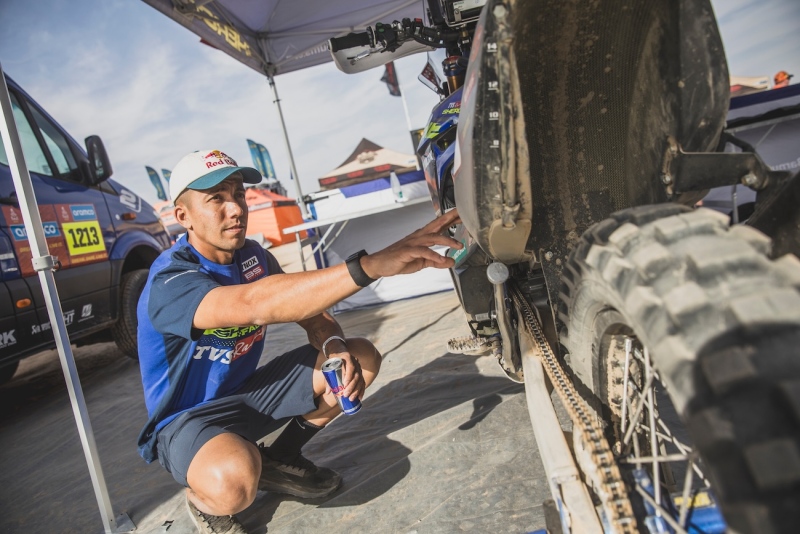 Noah Harith (IND) for Sherco Rally Factory is seen in BISHA, Saudi Arabia on January 01, 2025. // Flavien Duhamel / Red Bull Content Pool // SI202501010035 // Usage for editorial use only //