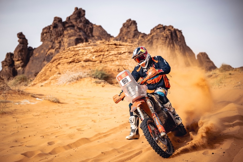 Tobias Ebster (AUT) from BAS World KTM Racing Team races during Stage 5 of the Rally Dakar 2025 from Al Ula to Hail, Saudi Arabia on January 9, 2025. // Marcelo Maragni / Red Bull Content Pool // SI202501090392 // Usage for editorial use only //