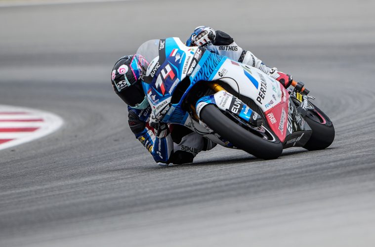 Piotr Biesiekirski podczas GP Katalonii Moto2 w Barcelonie