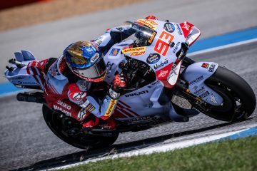 Marc Marquez (Gresini Racing, Ducati Desmosedici GP23) w akcji na torze Chang Buriram Circuit podczas GP Tajlandii 2024 MotoGP.